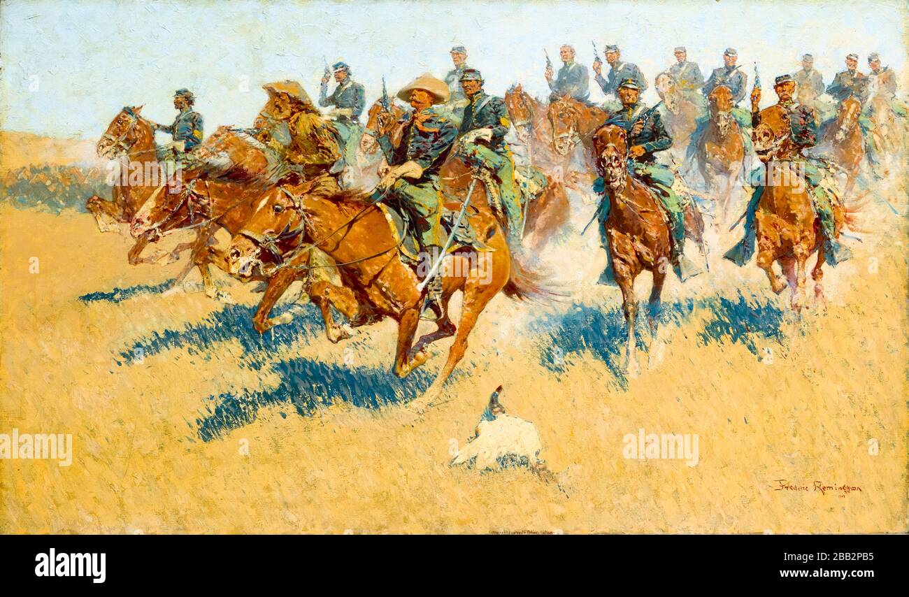 On the Southern Plains, painting by Frederic Remington, 1907 Stock Photo