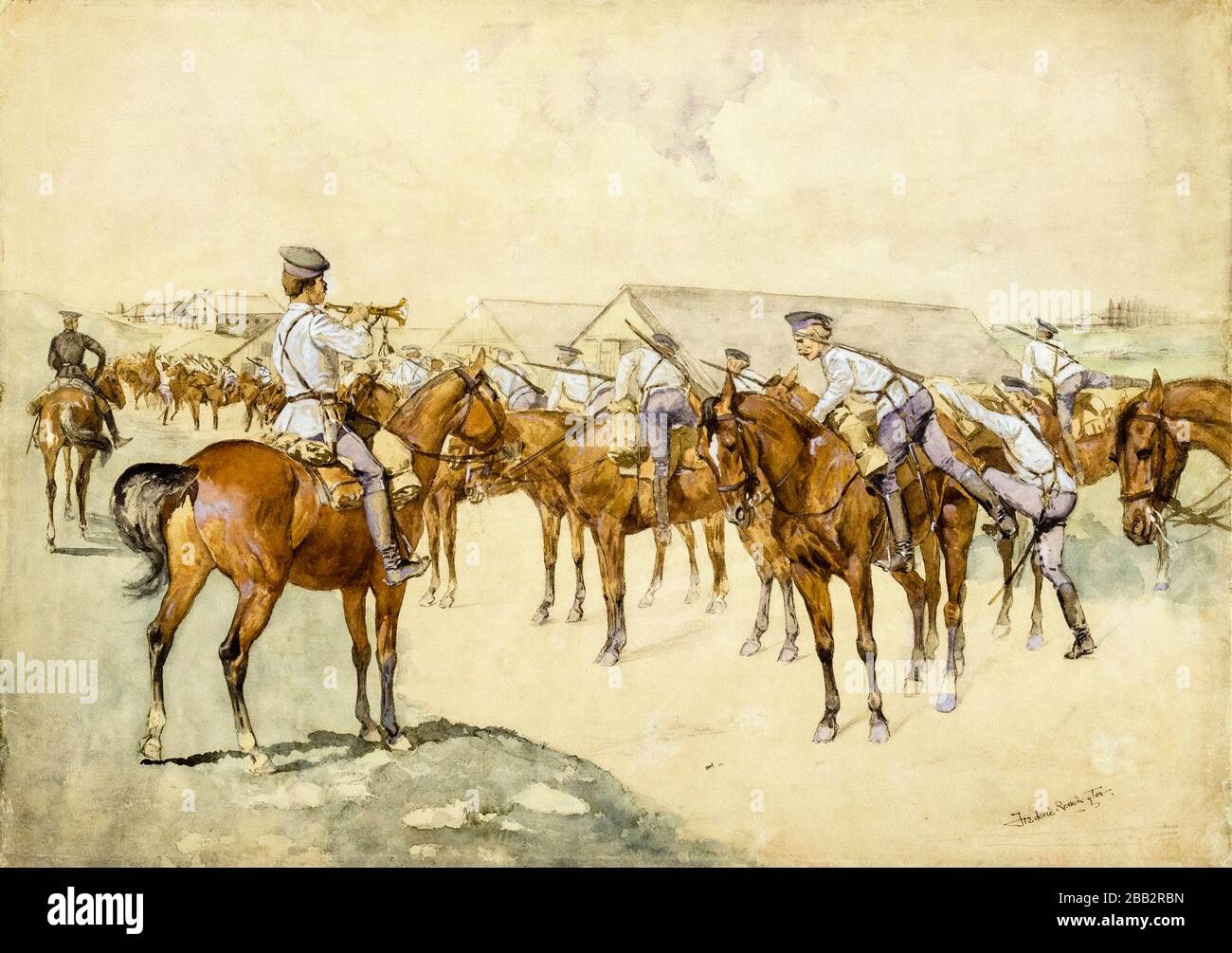 Frederic Remington, A Call to Arms, painting, circa 1893 Stock Photo