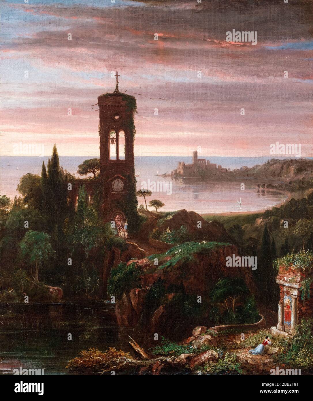 Thomas Cole, The Vesper Hymn, landscape painting, circa 1838 Stock Photo