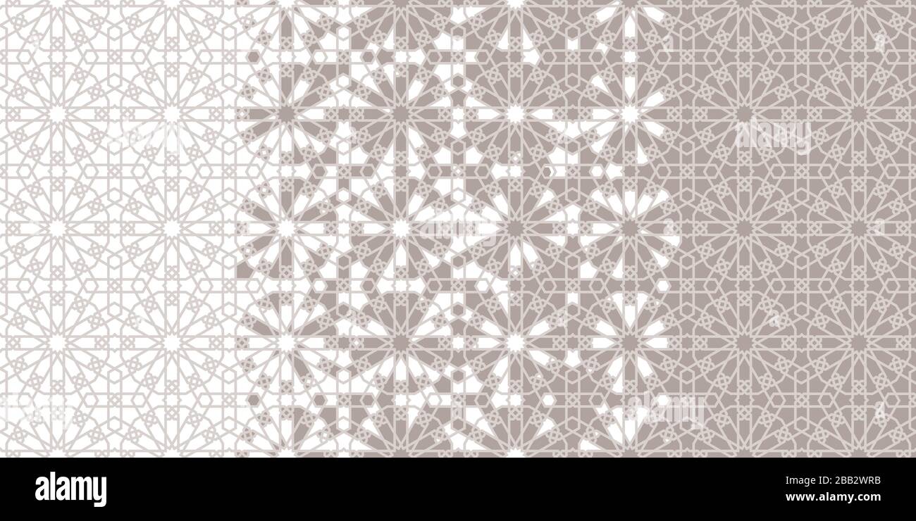 Arab tile repeating vector border, background, wallpaper. Stock Vector