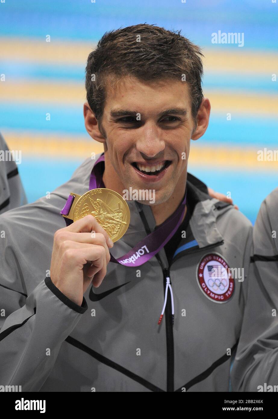 USA's Michael Phelps with his 22nd Olympic Medal and 18th Olympic Gold  medal for the Men's 4x100m Medley Relay at the Aquatic Centre Stock Photo -  Alamy, image size:923x1390