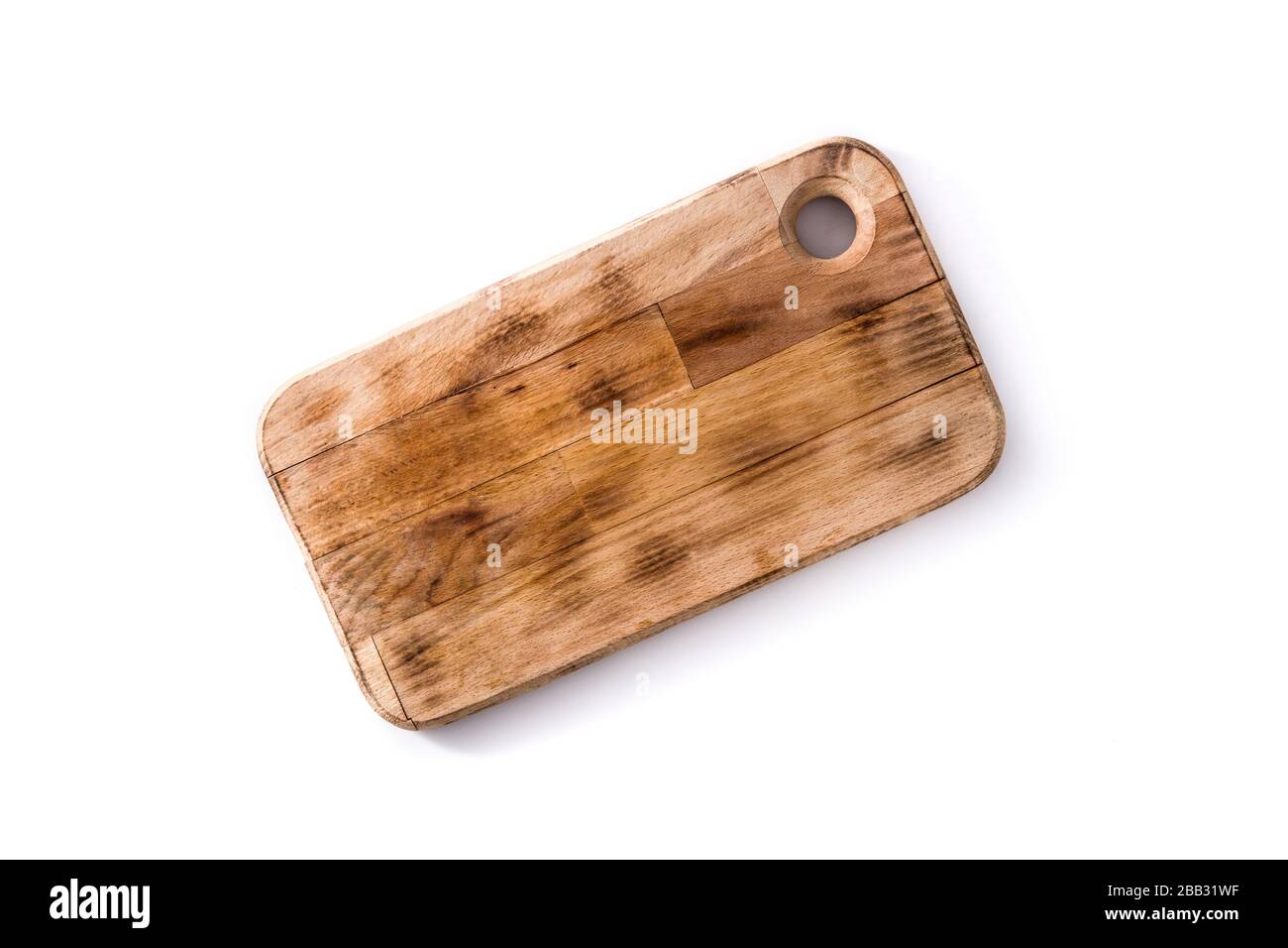 Empty cutting board on black background Stock Photo