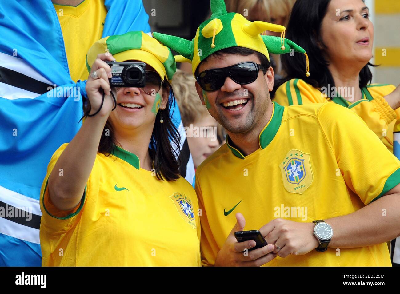 Brazil fans in the stands prior to the match against Honduras Stock Photo