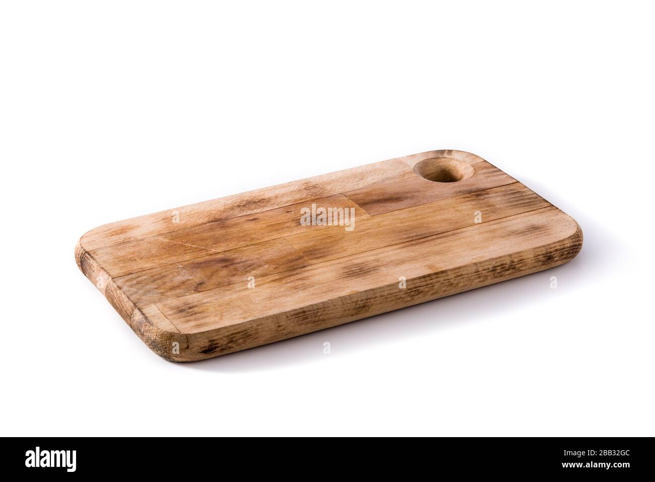 Empty cutting board on black background Stock Photo