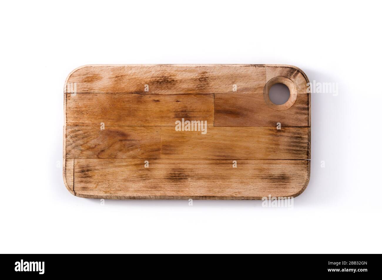 Empty cutting board on black background Stock Photo