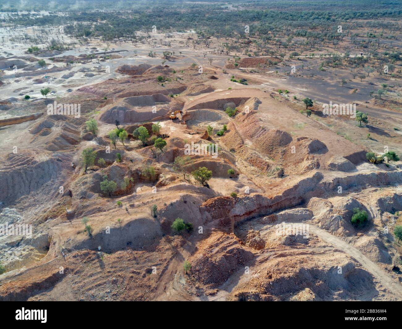 Aerial of the isolated opal mining village of Yowah in far Western