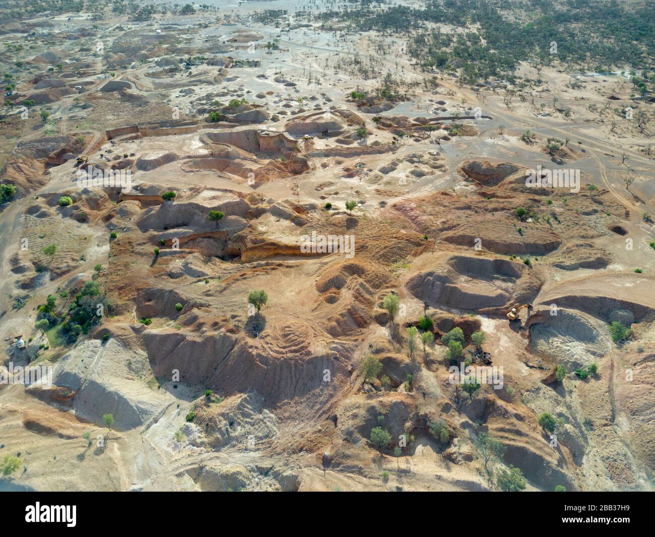 Aerial of the isolated opal mining village of Yowah in far Western