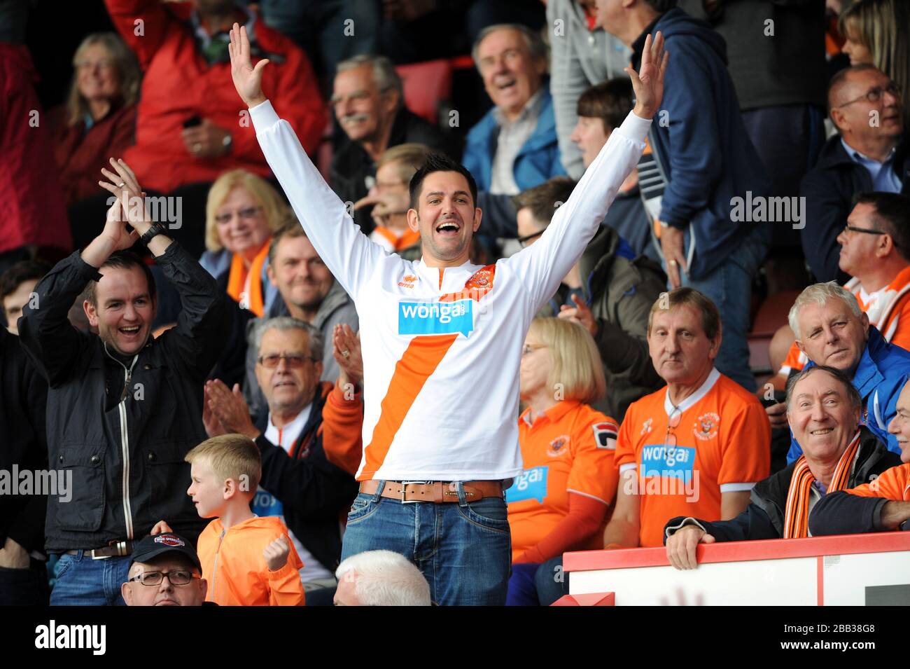 Blackpool fans show support for their team in the stands Stock Photo ...
