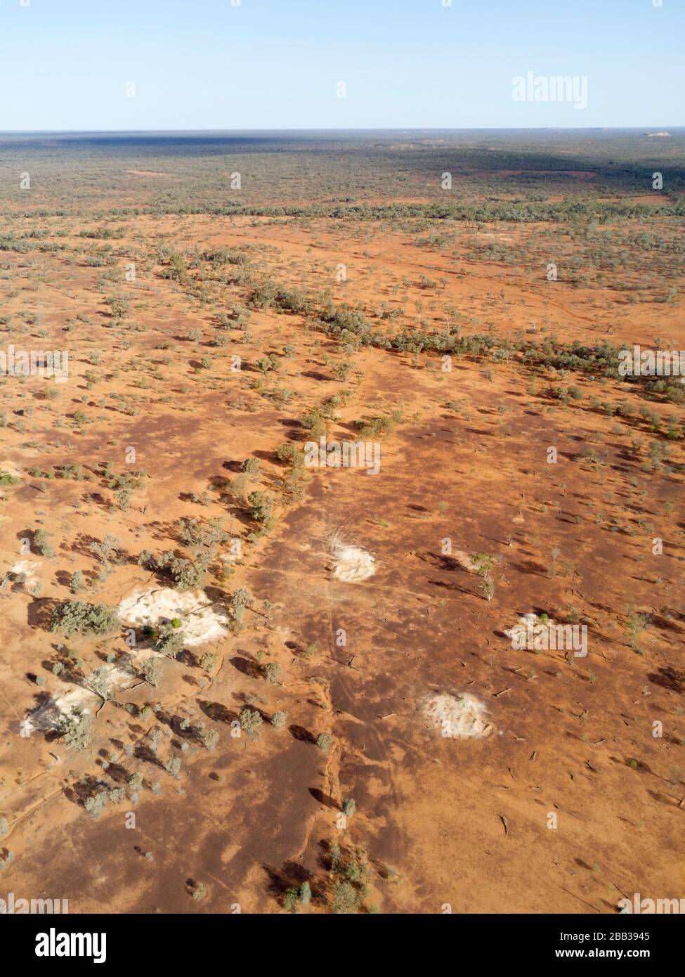 Aerial of the isolated opal mining village of Yowah in far Western