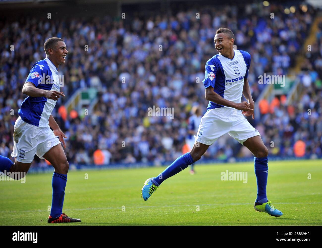 Birmingham City's Jesse Lingard (Right) celebrates his and City's 4th ...