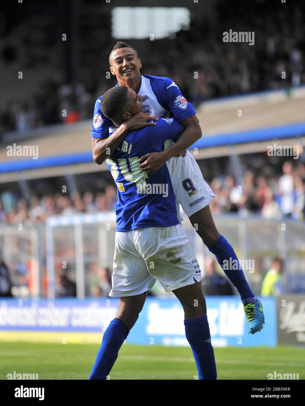 Birmingham City's Jesse Lingard (Right) celebrates his and City's 4th ...