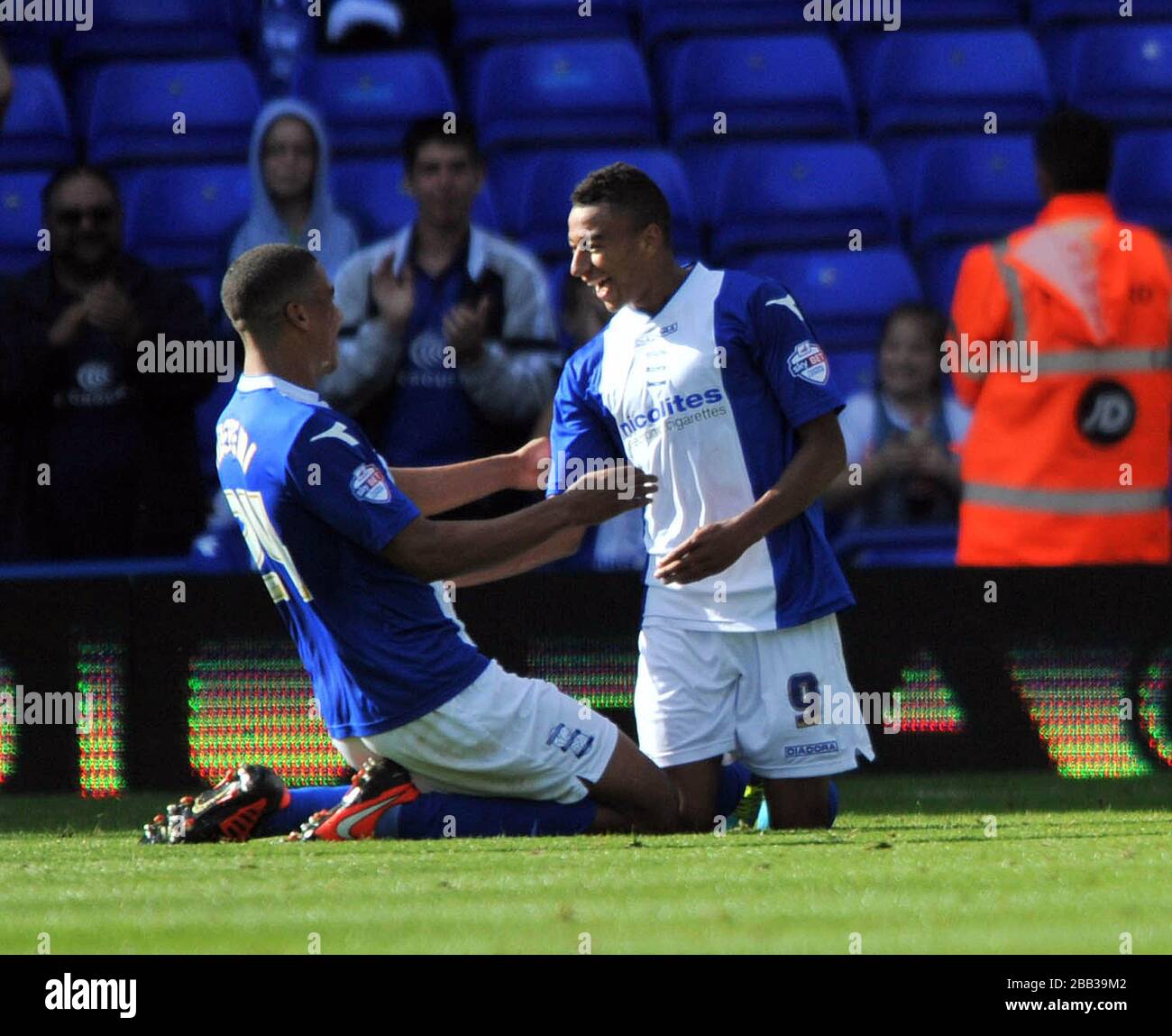 Birmingham City's Jesse Lingard (Right) celebrates his and City's 3rd ...