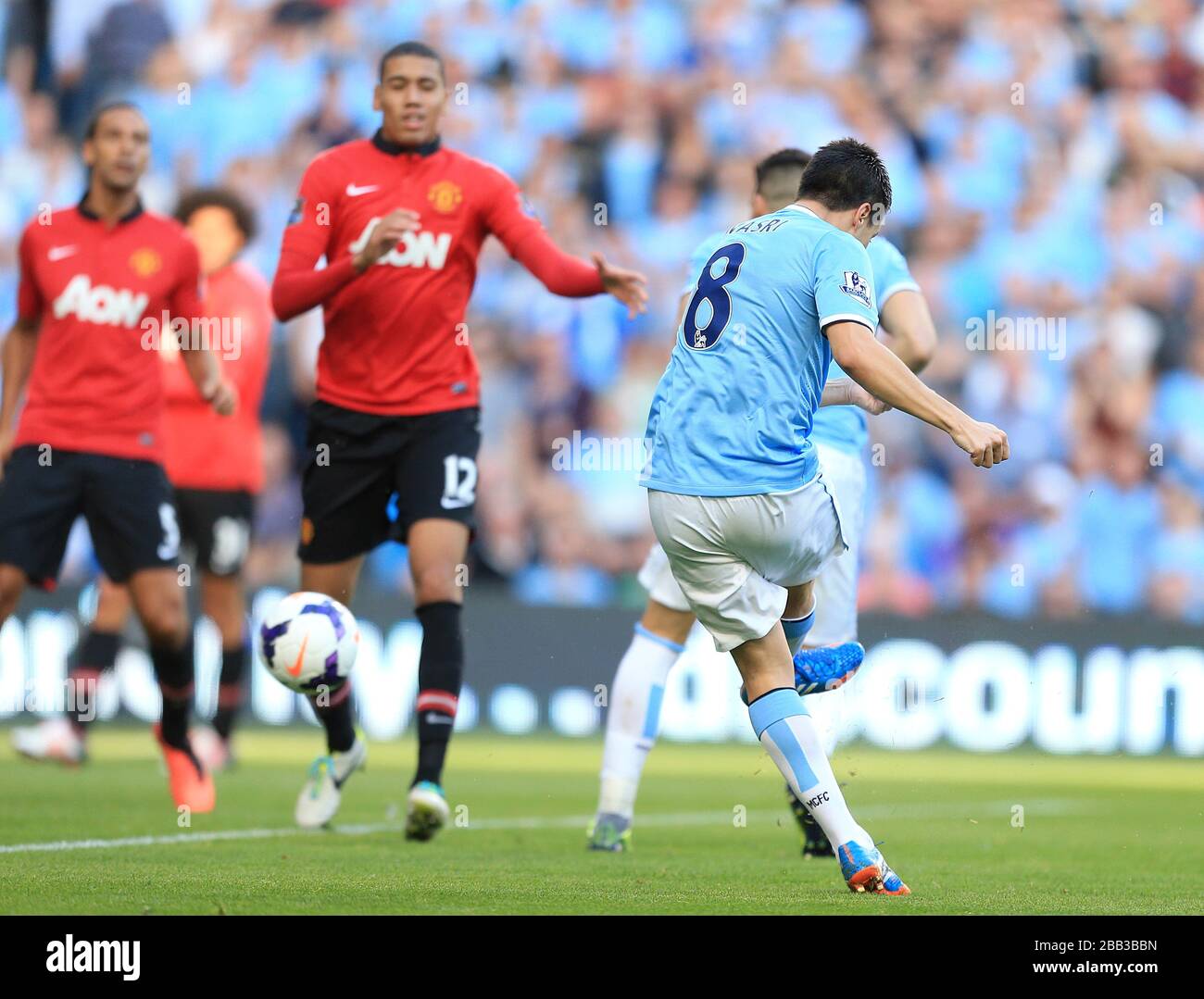 Manchester City s Samir Nasri Scores His Team s Fourth Goal Stock Photo Manchester City s Samir Nasri Scores His Team s Fourth Goal Stock Photo