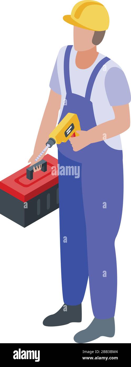 Construction repairman icon, isometric style Stock Vector