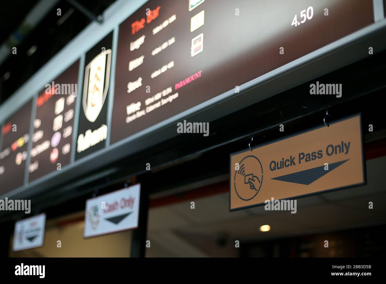 Quick Pass branding at Craven Cottage Stock Photo - Alamy