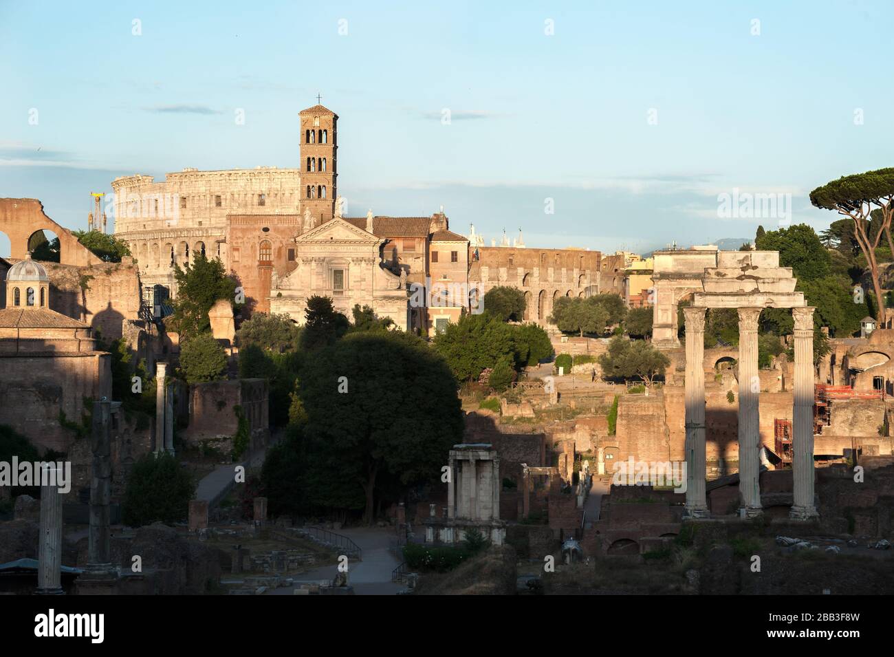 Late afternoon view over the Roman Forum from the Capitoline Hill Stock Photo