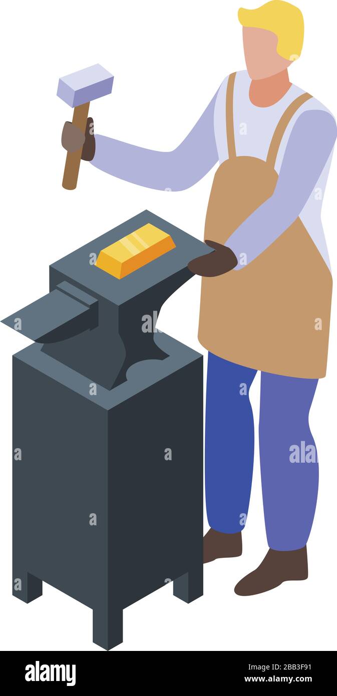 Gold artisan icon, isometric style Stock Vector