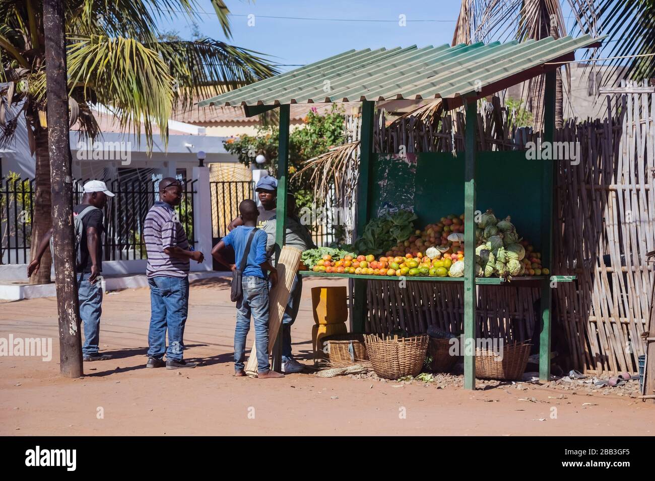 Pemba, Mozambique, 19th November - 2019: Fruit and vegetable stall at the roadside. Stock Photo