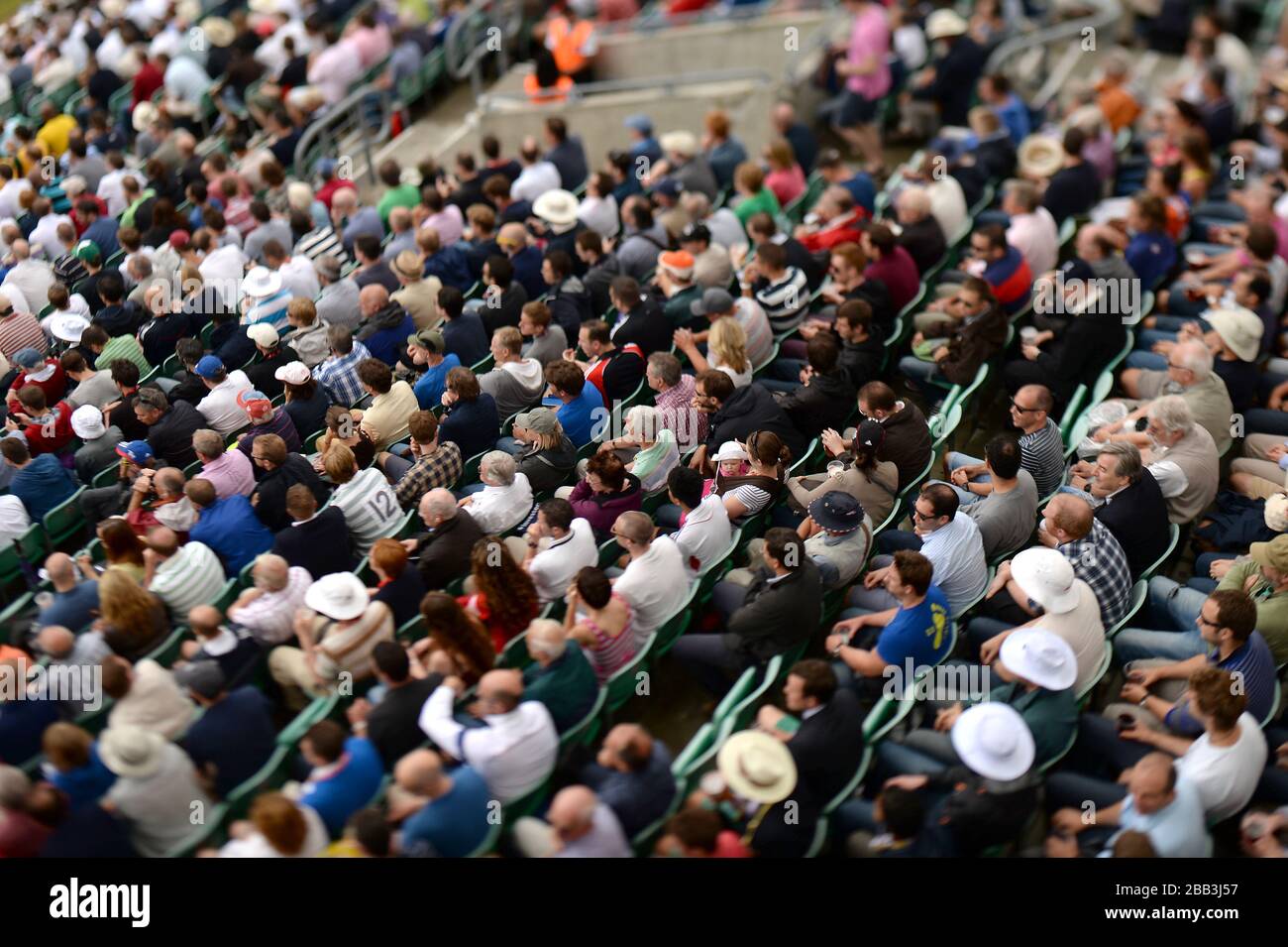 **EDITORS PLEASE NOTE THIS WAS MADE USING A TILT AND SHIFT LENS** A general view of fans watching the action between England and Australia Stock Photo