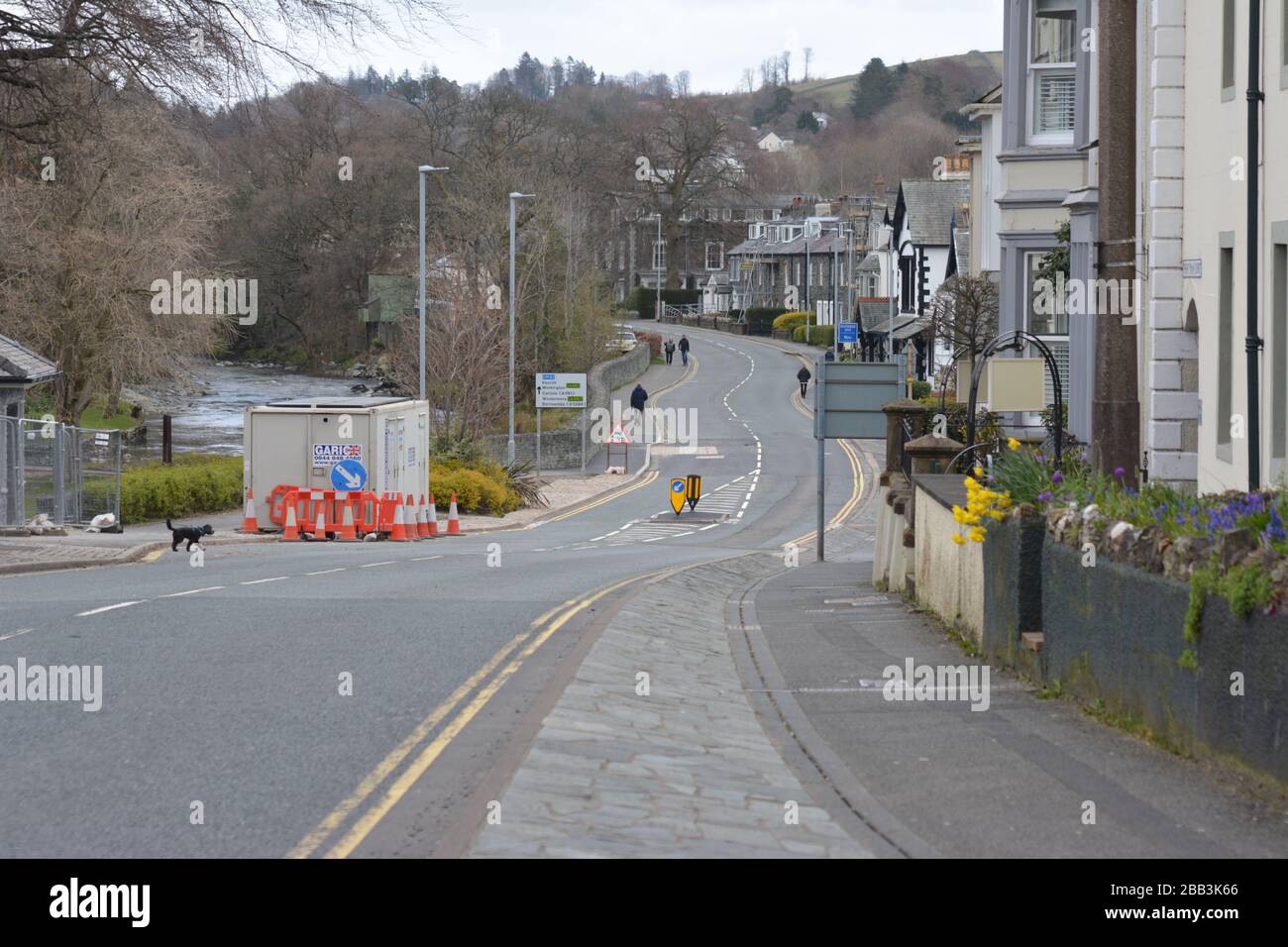 Penrith road after flood repairs finished in Keswick Lake district