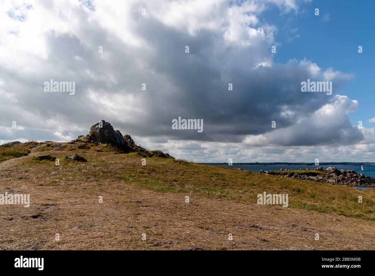 Scenic view of the Island of Batz a sunny day of summer. Stock Photo