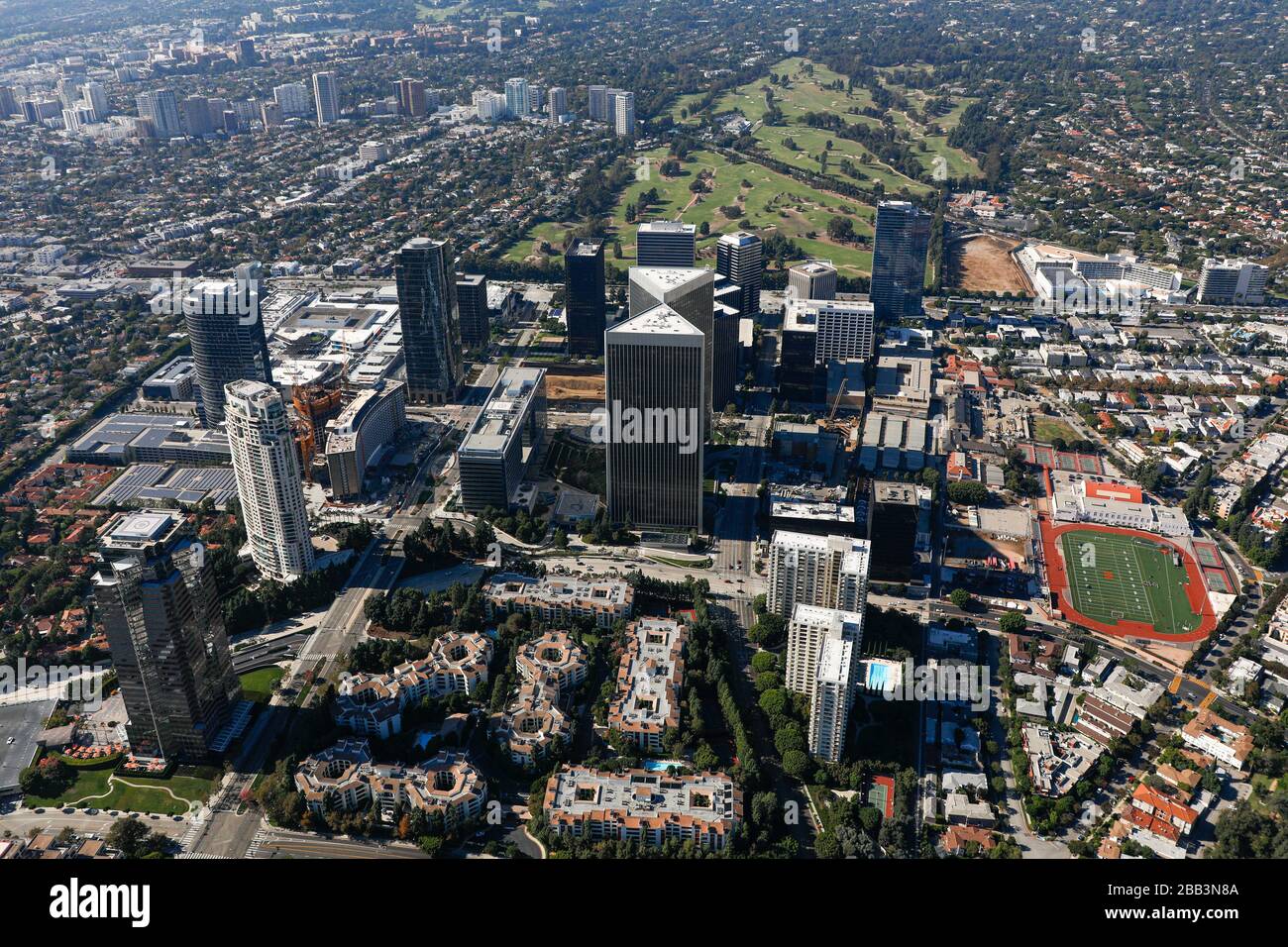 Afternoon Aerial View Of Century City In Los Angeles California Stock Photo  - Download Image Now - iStock