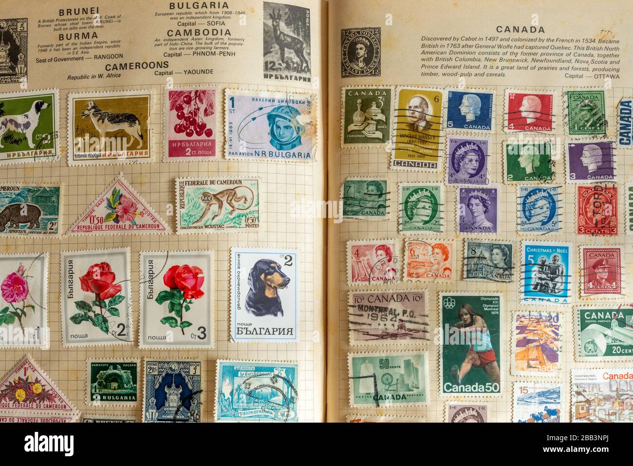 Stamp album, collecting stamps, hobby, hobbies, philately Stock Photo