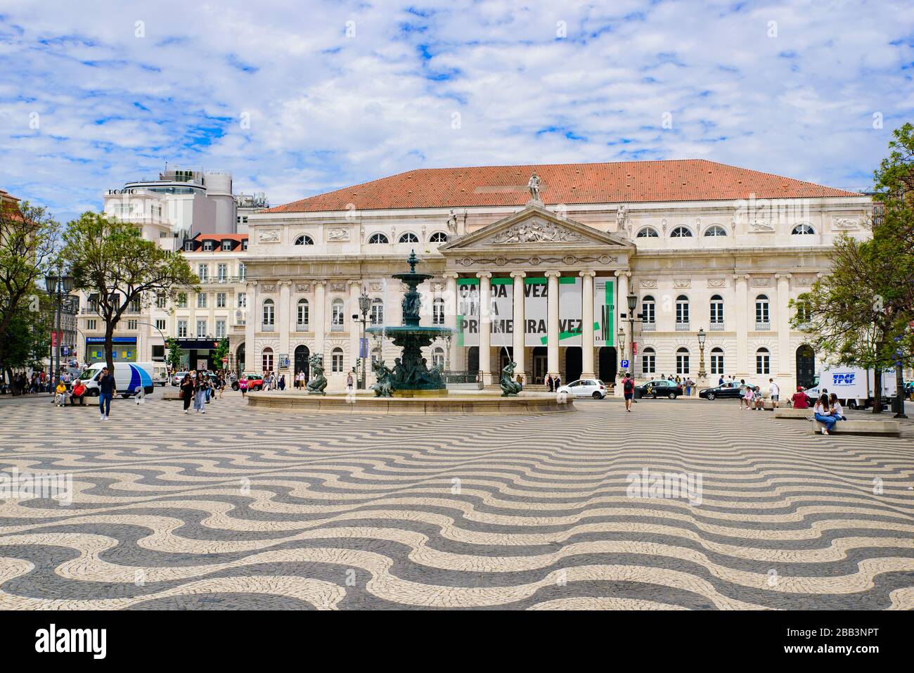 The national theater on Rossio Square in Lisbon, Portugal Stock Photo