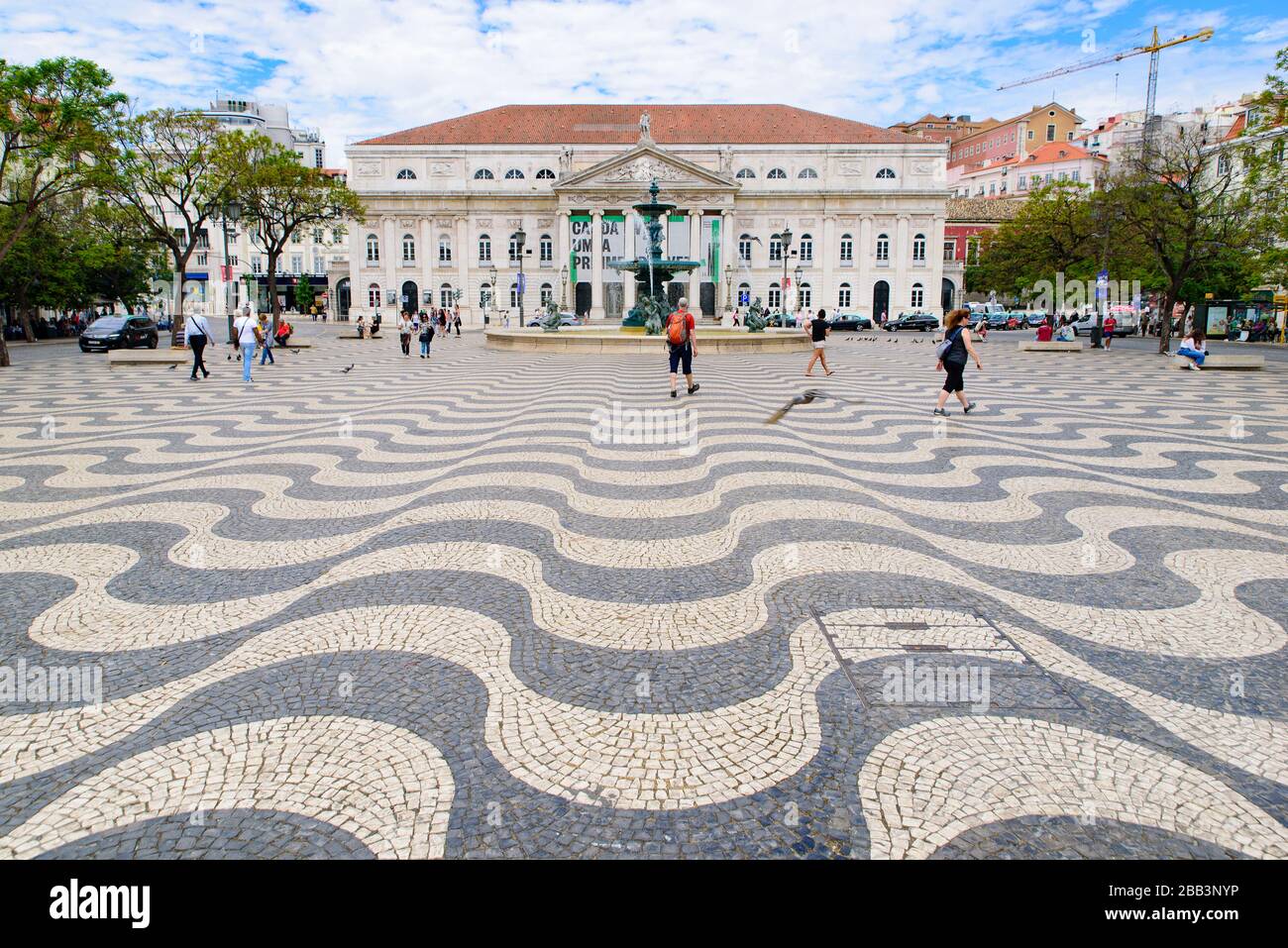 The national theater on Rossio Square in Lisbon, Portugal Stock Photo