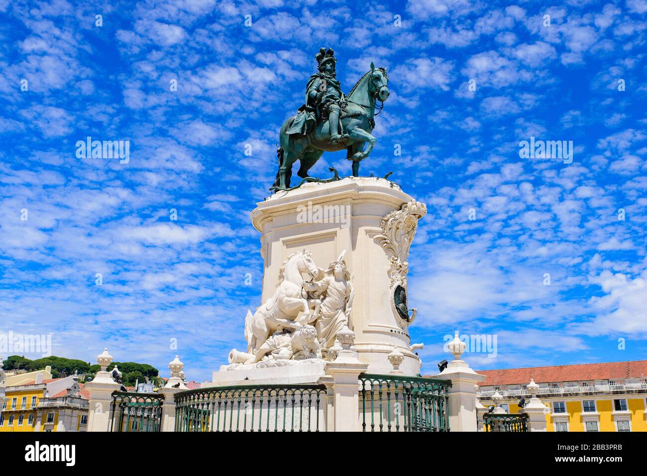 Statue of King José I on the Praça do Comércio (Commerce Square) in Lisbon, Portugal Stock Photo
