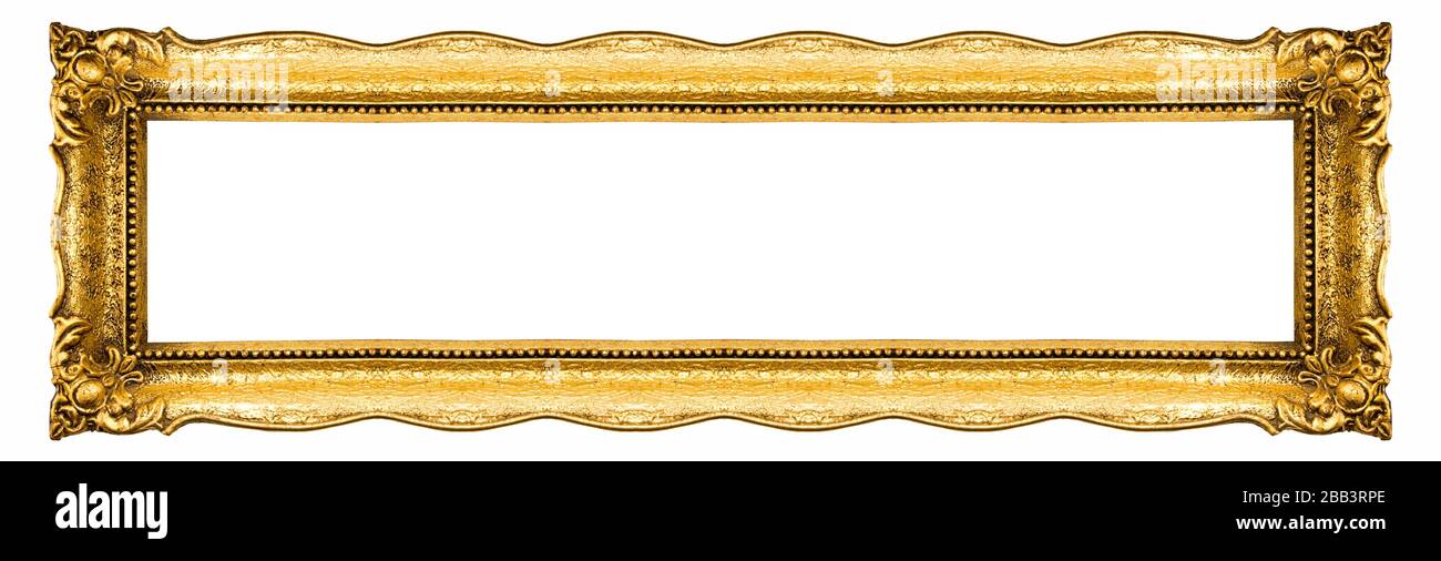 Old Picture Frame Isolated On White Background, Design Element. Stock Photo