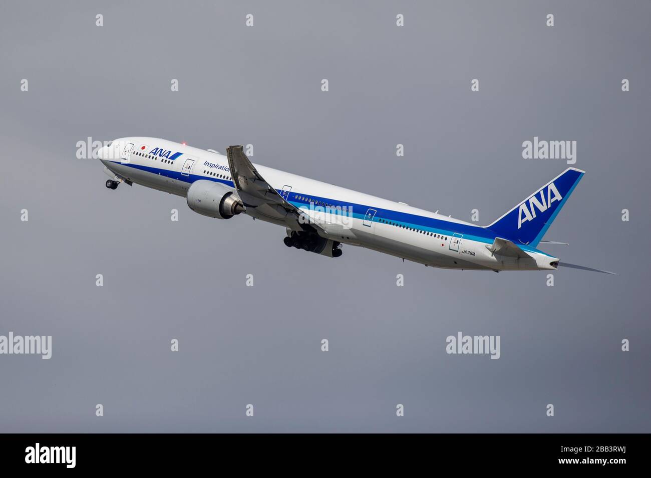 An Ana Boeing 777 300ew Aircraft Takes Off For Tokyo From Los Angeles International Airport Lax On Friday February 28 In Los Angeles California Usa Photo By Ios Espa Images Stock Photo Alamy
