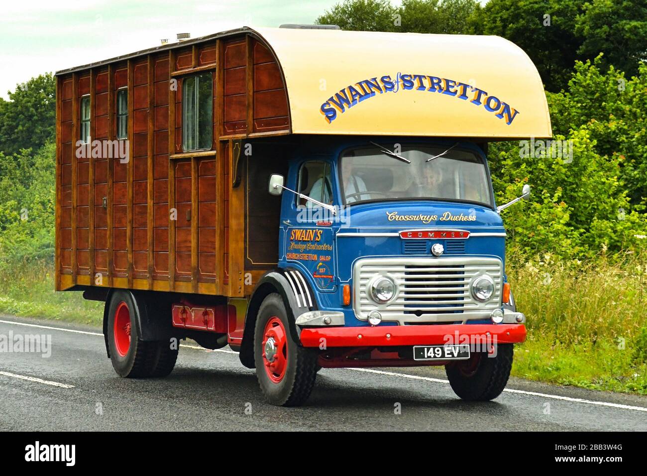 Swains of Stretton 1959 Commer QX Horse Box near Glenluce on the return part of the Ayr to Portpatrick classic commercial vehicle run Sunday July 2017 Stock Photo