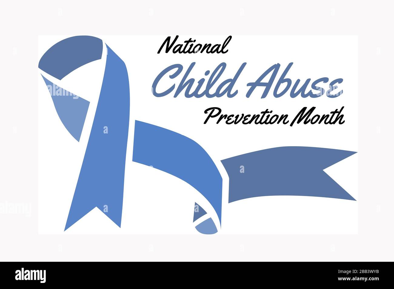 National Child Abuse Prevention Month. Vector illustration with blue ribbon on white. Stock Photo
