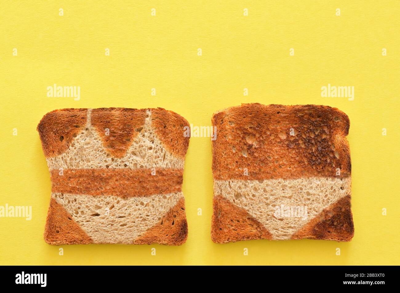 Abstract Crusty Bread Toast Slice And Summer Tan Lines. Stock Photo