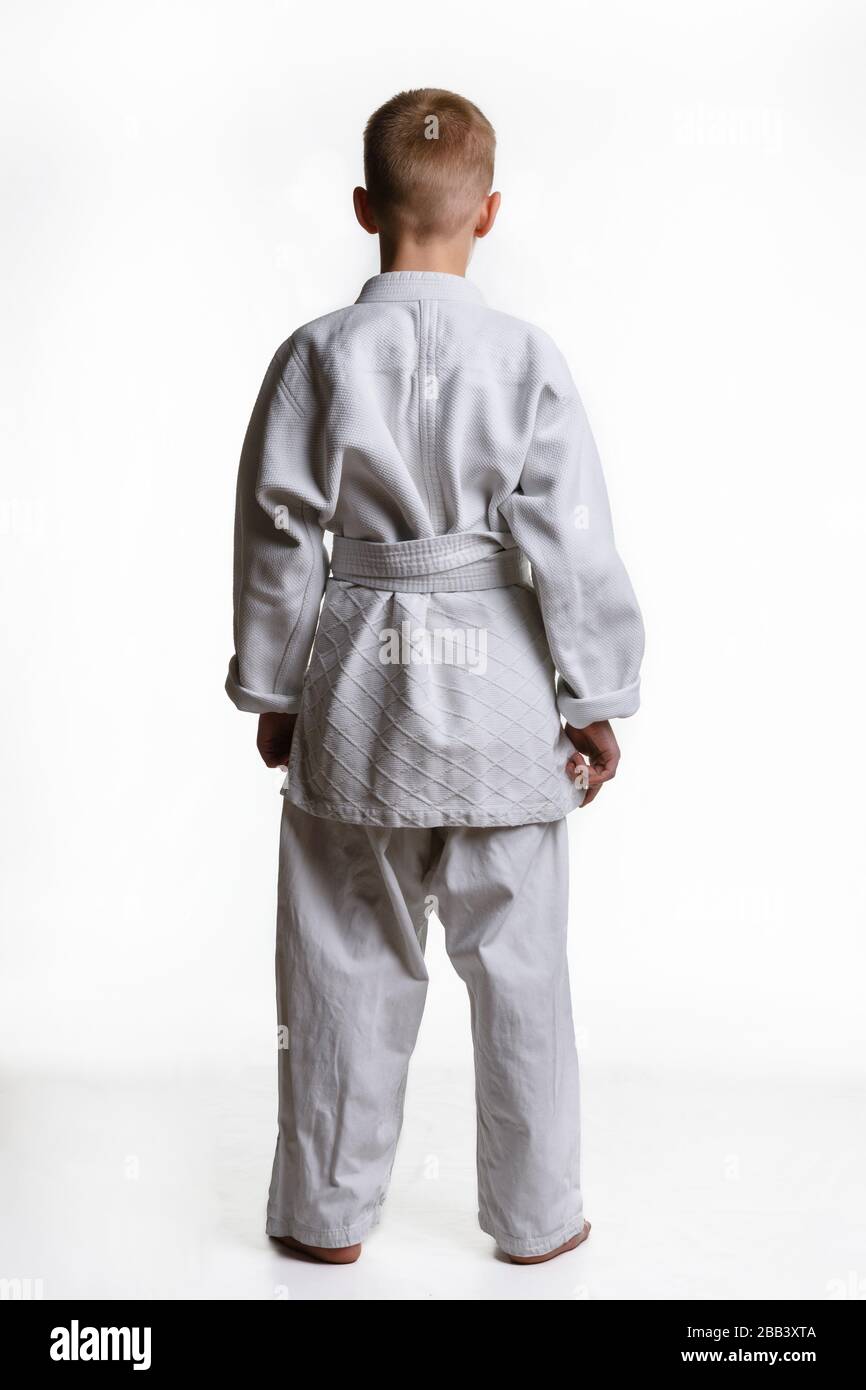 Rear view of an athlete dressed in a white mastiff Stock Photo - Alamy
