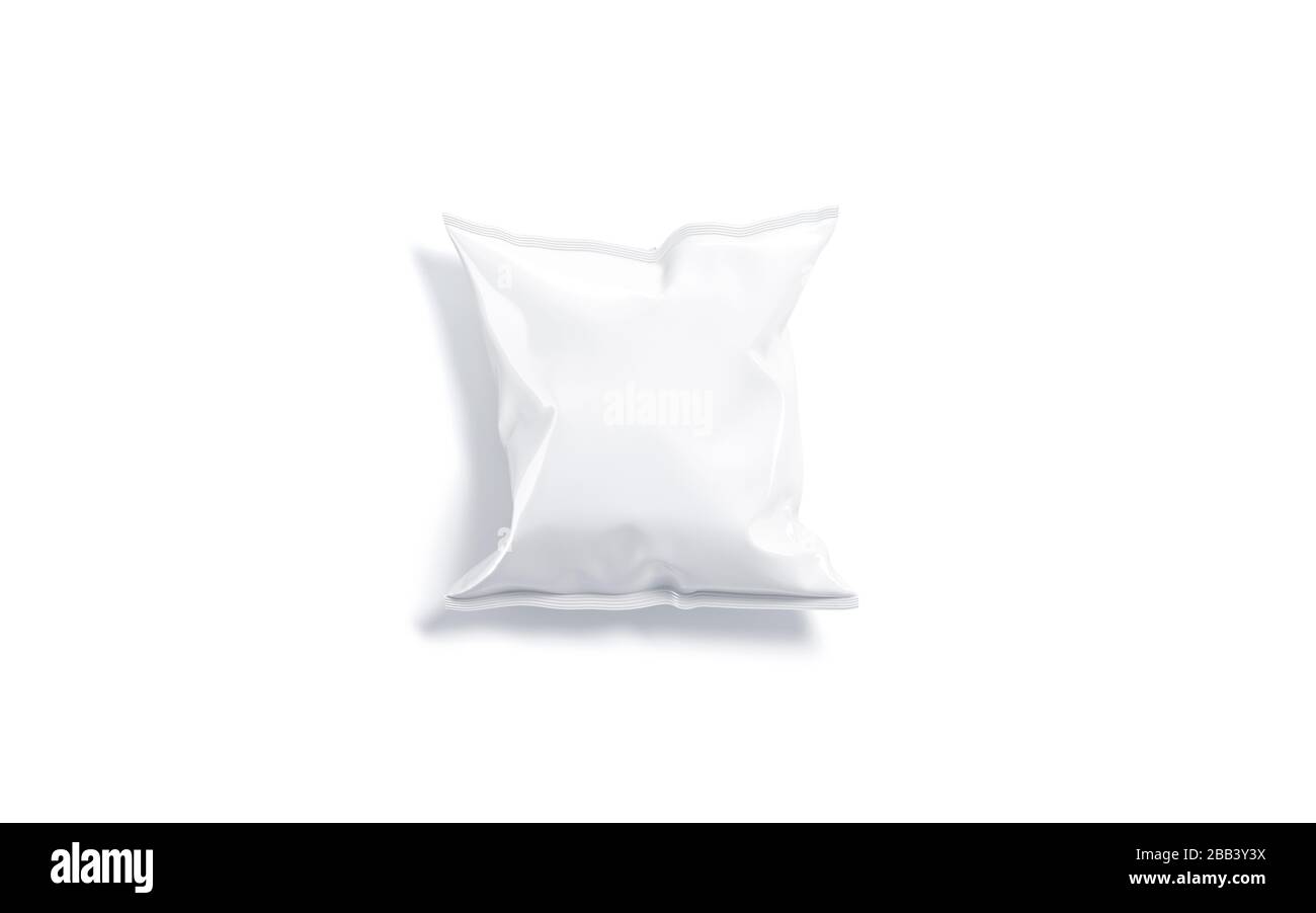 Blank white foil chips pack mock up, top view Stock Photo