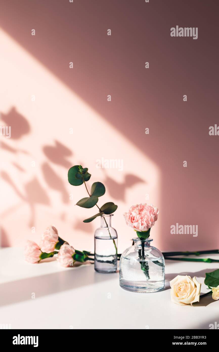 Spring and summer picture with blossom flowers in vases Stock Photo - Alamy