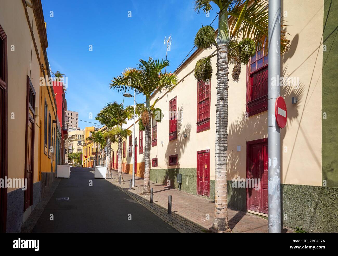 Street in Santa Cruz old town, Tenerife, Spain. Stock Photo