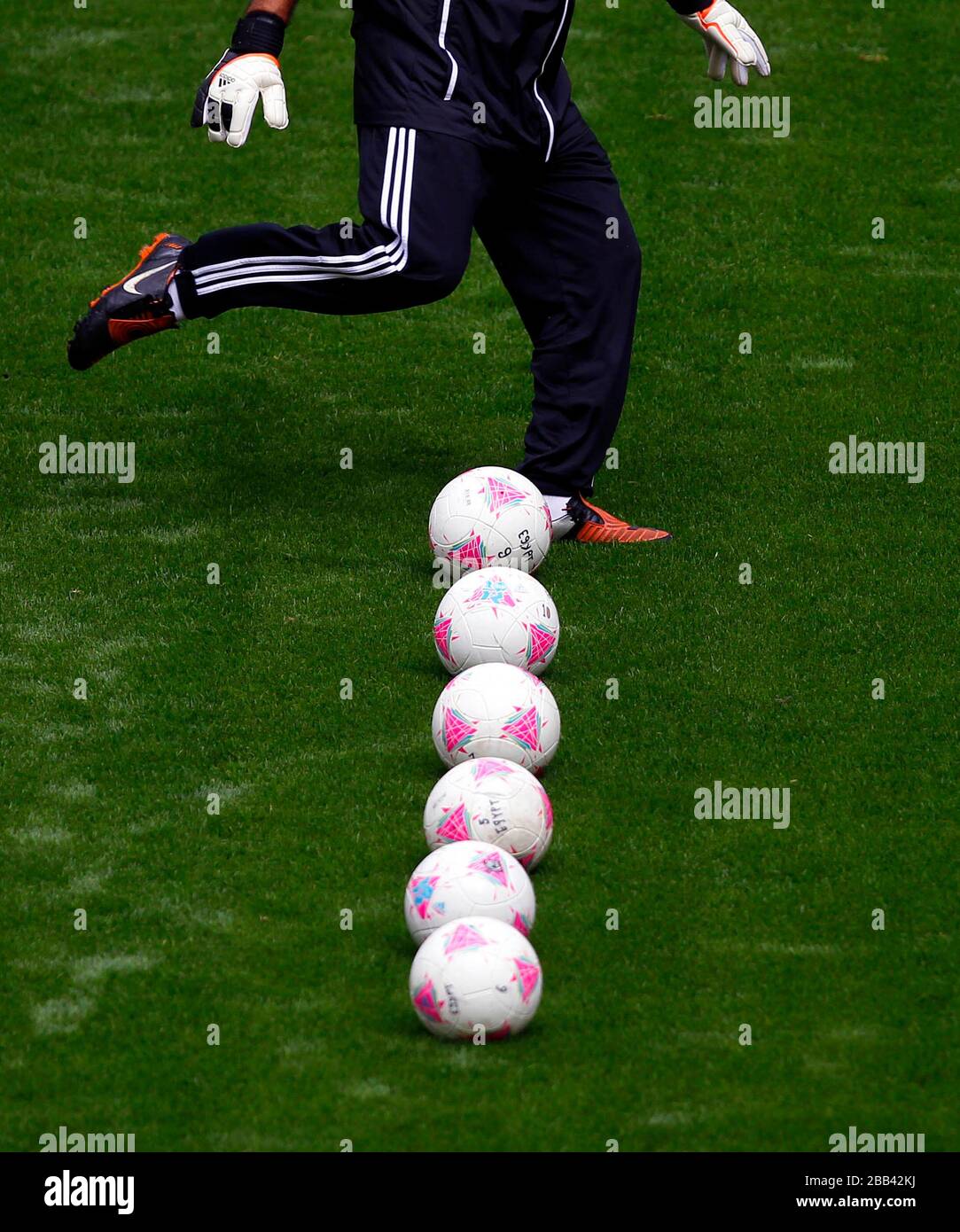 Goalkeepers warm up before the Men's Quarter Final match at Old
