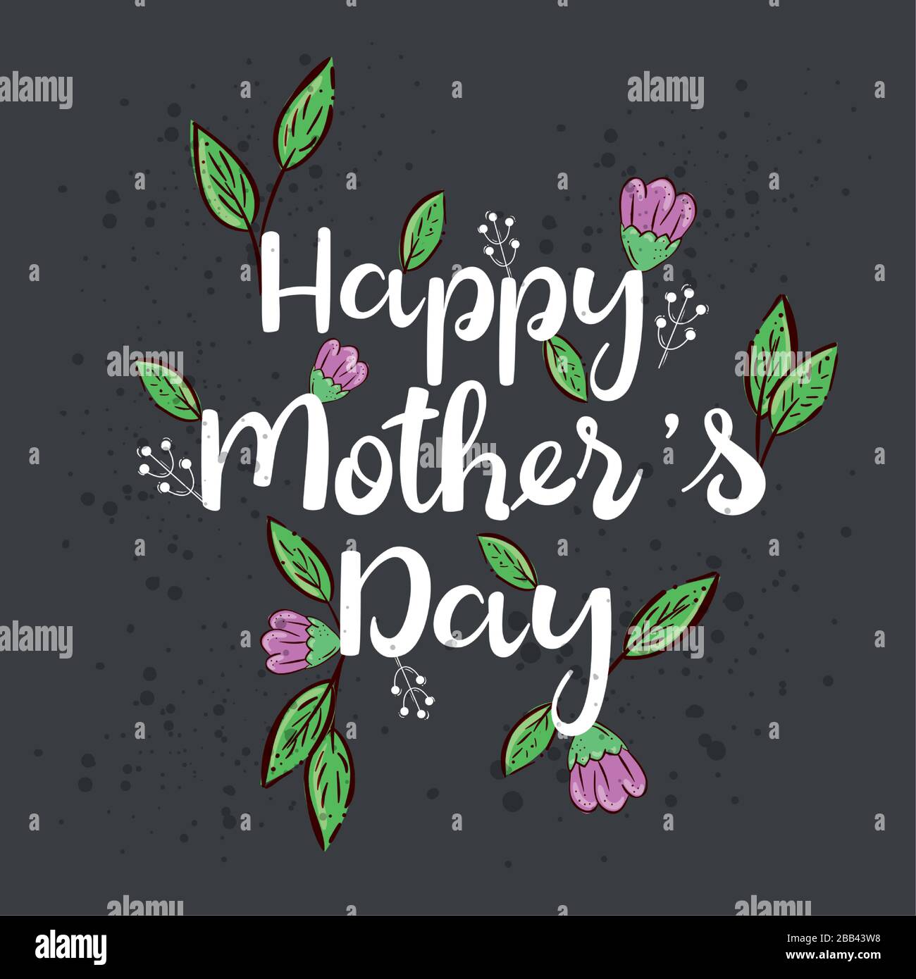 happy mother day card with cute flowers and leafs decoration Stock ...