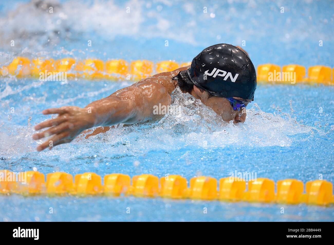 Japan's Takeshi Matsuda competes in the Men's 200m Butterfly Heats at