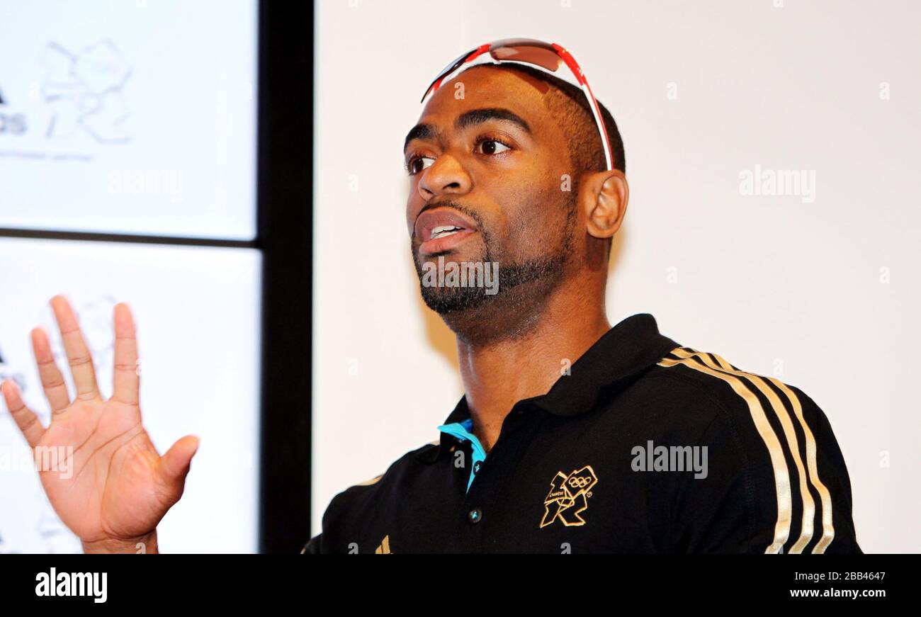American sprinter Tyson Gay at a press conference at the Adidas store in  Westfield Stratford City, London Stock Photo - Alamy