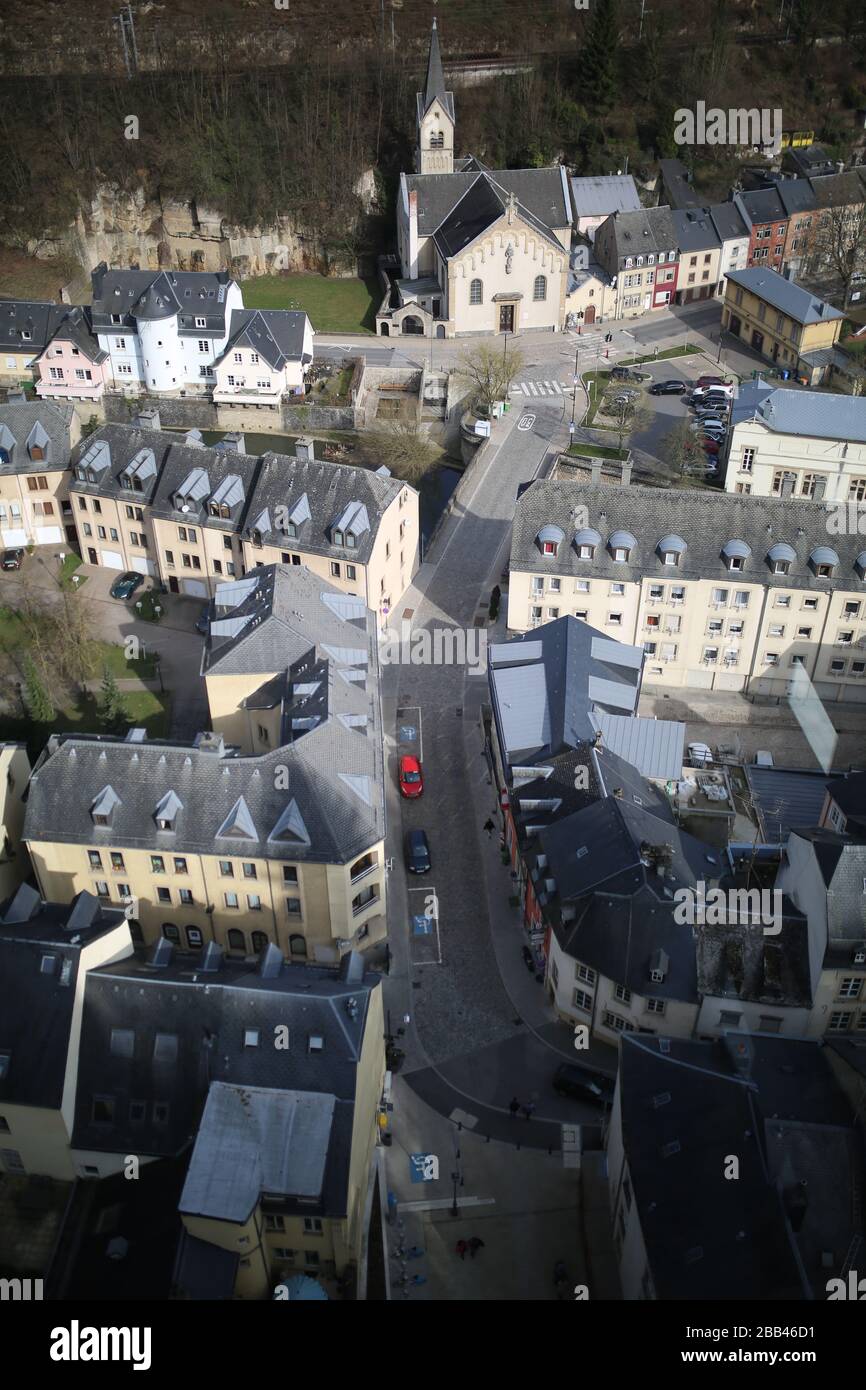 View Of Luxembourg City From The Pfaffenthal Panoramic Elevator Stock Photo
