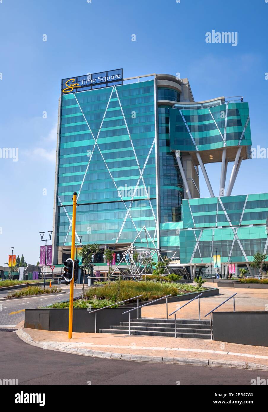 Pretoria, South Africa, 29th January - 2020: Glass facade of modern hotel and conference venue. Stock Photo