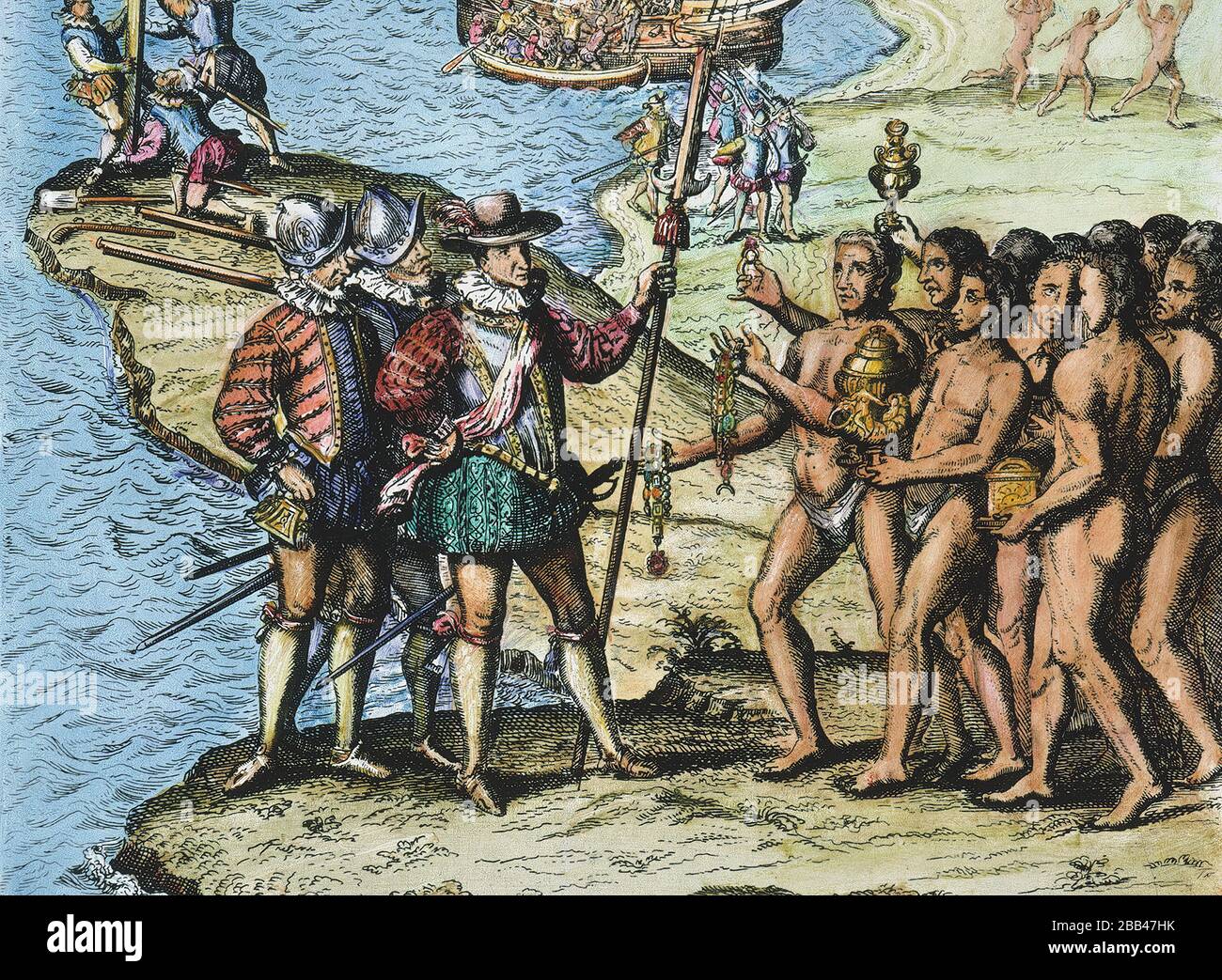 Christopher Columbus Landing On The Island Of Hispaniola Etching 1728 Stock Photo Alamy Christopher Columbus Landing On The Island Of Hispaniola Etching 1728 Stock Photo Alamy