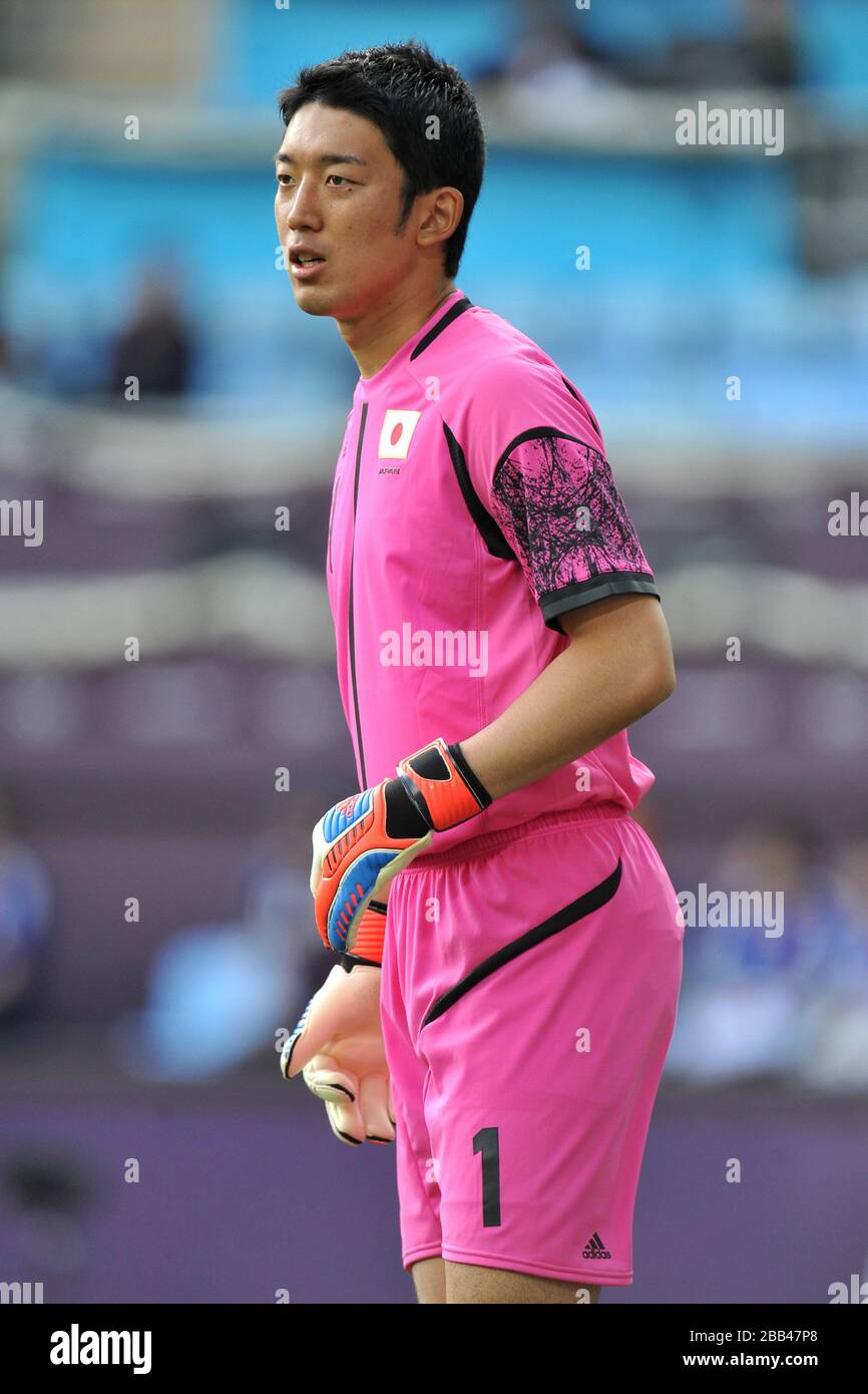 Japan goalkeeper Shuichi Gonda during the Group D match between Japan and Honduras at the City of Coventry Stadium. Stock Photo