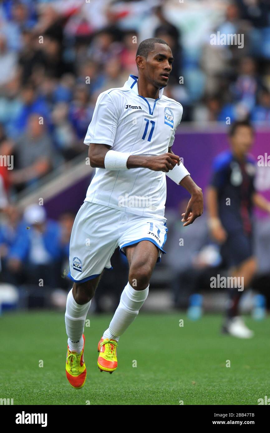 Honduras' Jerry Bengtson during the Group D match between Japan and Honduras at the City of Coventry Stadium. Stock Photo