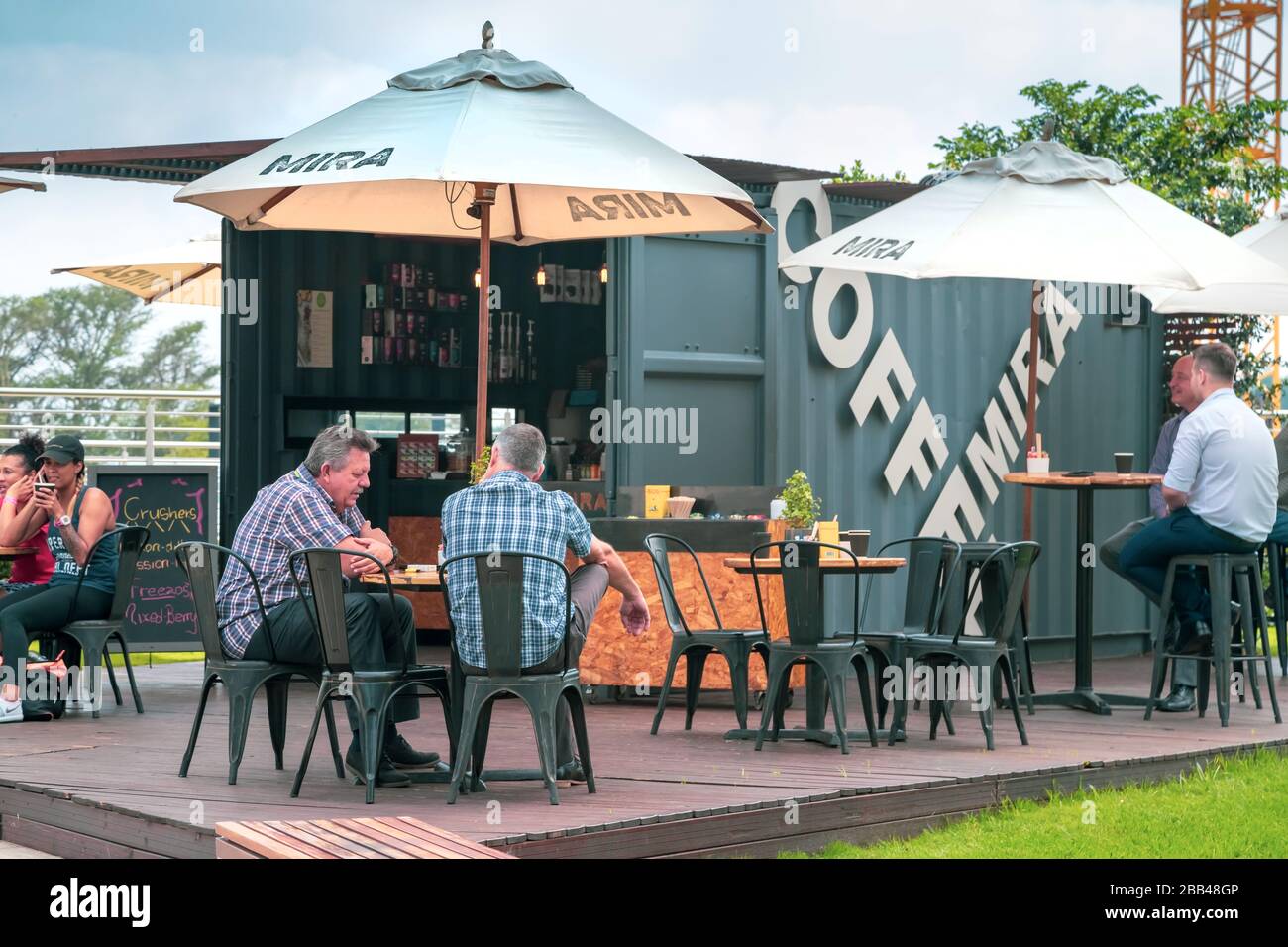 Pretoria, South Africa, 29th January - 2020: Shipping container converted into coffee shop. Stock Photo