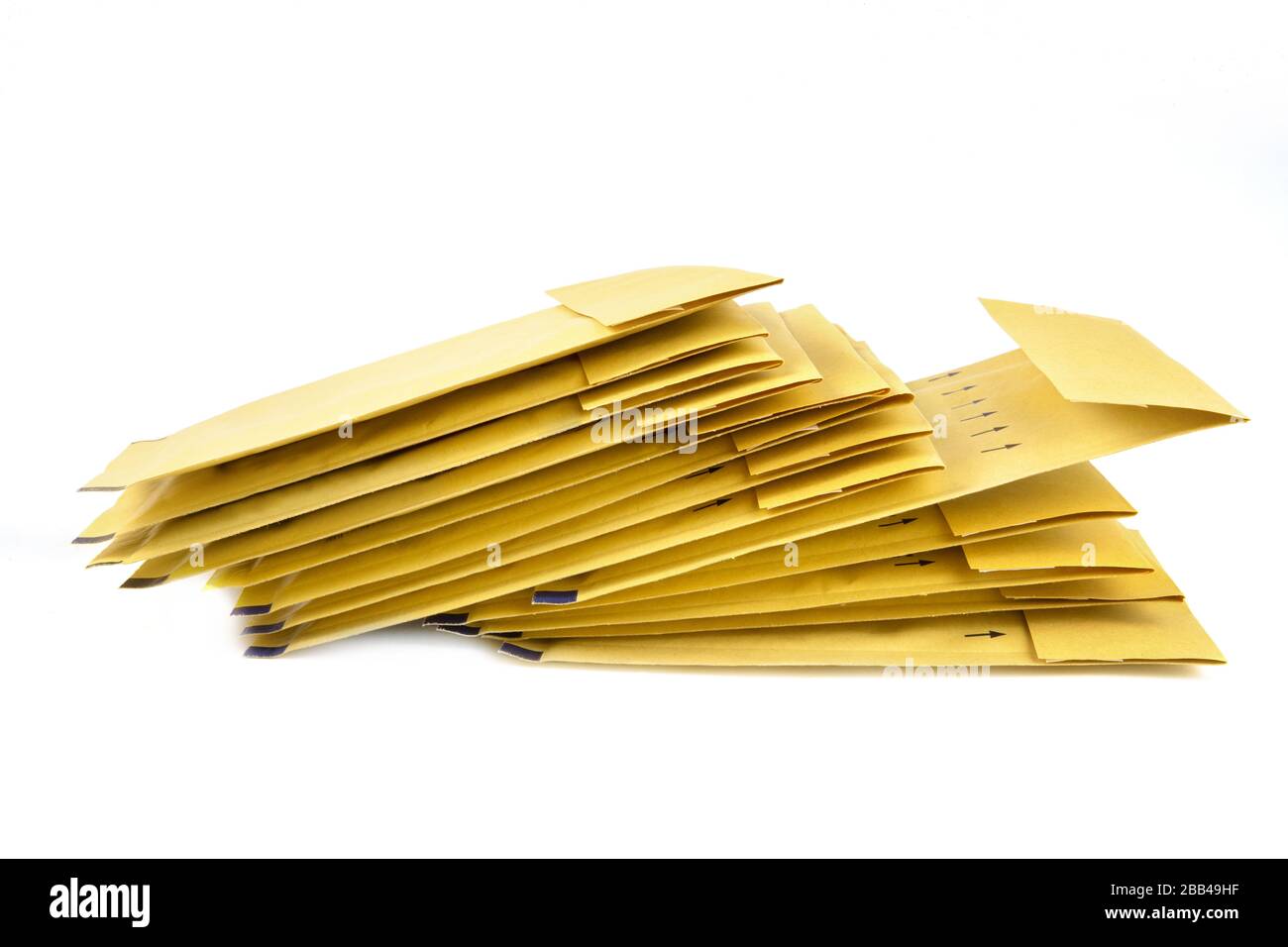 A pile of yellow packing envelopes isolated on white Stock Photo Alamy